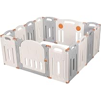 LIVINGbasics Foldable Baby Playpen, 14-Panel Kids Activity Center